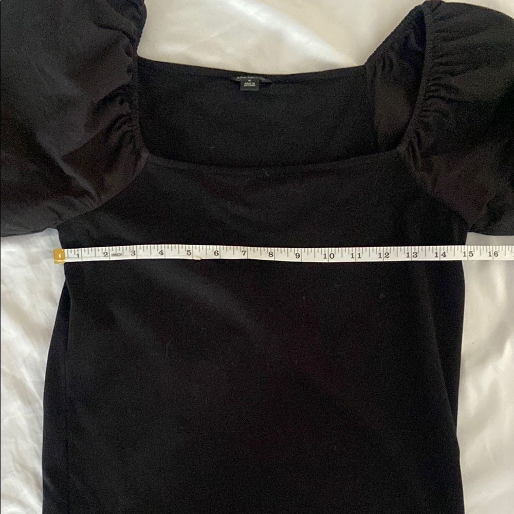 Ann Taylor Black Puff Sleeve Top, Size Medium - Picture 4 of 7